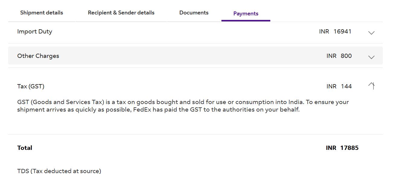 FedEx India payments GST sample