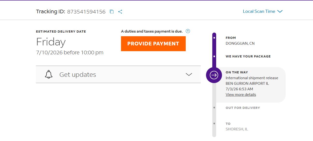 FedEx Israel tracking duties and taxes payment due sample